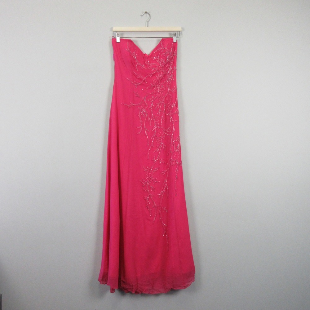 VTG Tiffany Designs Silk Gown Prom Dress 12 Pink Beaded Formal Party Glam Barbie